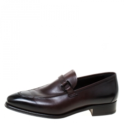 مملوكة مسبقًا حذاء لوفرز سالفاتوري فيراغامو سليب أون جلد بني مقاس 42