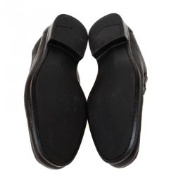 Pre Owned  حذاء سالفاتوري فيراغامو غانشيني موكاسينز جلد بني داكن مقاس 43