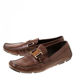 Pre Owned حذاء لوفرز سالفاتوري فيراغامو سارديغنا جلد بني مقاس 43