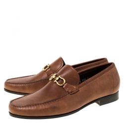 Pre Owned حذاء لوفرز سالفاتوري فيراغامو ماسون جلد بني مقاس 43