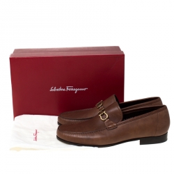 Pre Owned حذاء لوفرز سالفاتوري فيراغامو ماسون جلد بني مقاس 43