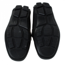 Pre Owned Salvatore Ferragamo Black Leather Slip On Loafers Size 45