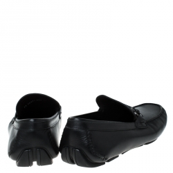 Pre Owned Salvatore Ferragamo Black Leather Slip On Loafers Size 45