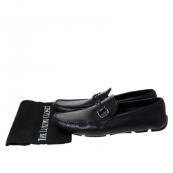 Pre Owned Salvatore Ferragamo Black Leather Slip On Loafers Size 45