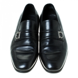 Pre Owned حذاء لوفرز سالفاتوري فيراغامو سهل الارتداء جلد أسود مقاس 42