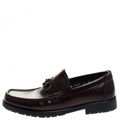 Pre Owned حذاء لوفرز سالفاتوري فيراغامو غانسيني جلد عنابي مقاس 45