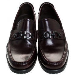 Pre Owned حذاء لوفرز سالفاتوري فيراغامو غانسيني جلد عنابي مقاس 45