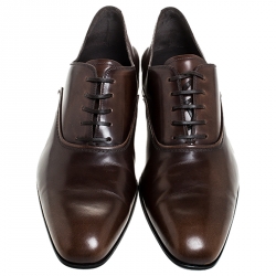 Pre Owned حذاء أكسفورد سالفاتوري فيراغامو دون جلد بني مقاس 44.5