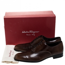 Pre Owned حذاء أكسفورد سالفاتوري فيراغامو دون جلد بني مقاس 44.5