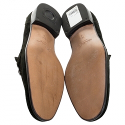 Pre Owned Salvatore Ferragamo Green Suede Gancio Bit Loafers Size 44.5