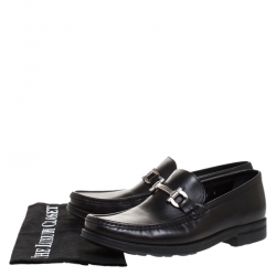 Salvatore Ferragamo Black Leather Mason Loafers Size 40