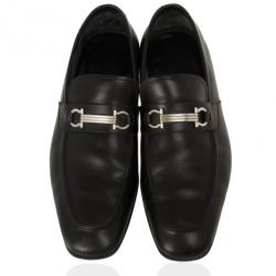 Pre Owned Salvatore Ferragamo Black Leather Gancino Bit Loafers Size 44