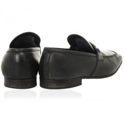 Pre Owned Salvatore Ferragamo Black Leather Gancino Bit Loafers Size 44