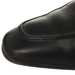 Pre Owned Salvatore Ferragamo Black Leather Gancino Bit Loafers Size 44