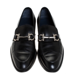 Pre Owned حذاء لوفرز سالفاتوري فيراغامو غانسيني بيت جلد أسود مقاس 44.5