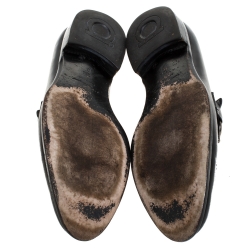 Pre Owned حذاء لوفرز سالفاتوري فيراغامو غانسيني بيت جلد أسود مقاس 44.5