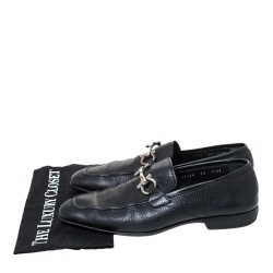 Pre Owned Salvatore Ferragamo Black Leather Mason Gancio Bit Loafers Size 41.5