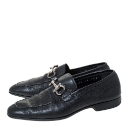 Pre Owned Salvatore Ferragamo Black Leather Mason Gancio Bit Loafers Size 41.5
