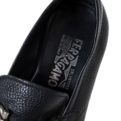 Pre Owned Salvatore Ferragamo Black Leather Mason Gancio Bit Loafers Size 41.5