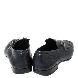 Pre Owned Salvatore Ferragamo Black Leather Mason Gancio Bit Loafers Size 41.5