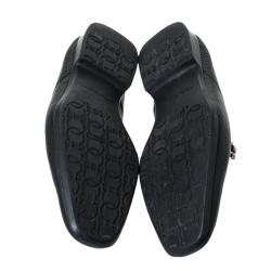 Pre Owned Salvatore Ferragamo Black Leather Mason Gancio Bit Loafers Size 41.5