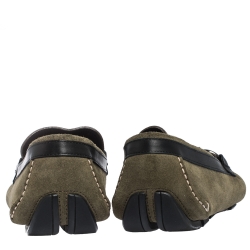 Pre Owned Salvatore Ferragamo Green Suede Gancio Bit Loafers Size 42