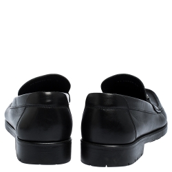 Salvatore Ferragamo Black Leather Gancini Bit Loafers Size 43