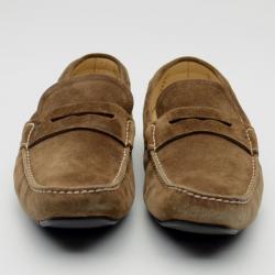 Pre Owned Salvatore Ferragamo Brown Suede Domenico Loafers Size 43
