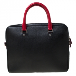 Pre Owned Salvatore Ferragamo Black/Red Leather Laptop Bag