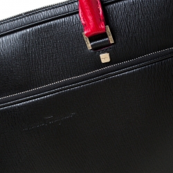 Pre Owned Salvatore Ferragamo Black/Red Leather Laptop Bag