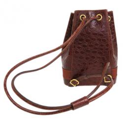 Salvatore Ferragamo Brown Embossed Leather Vara Backpack