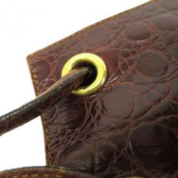 Salvatore Ferragamo Brown Embossed Leather Vara Backpack