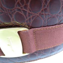 Salvatore Ferragamo Brown Embossed Leather Vara Backpack