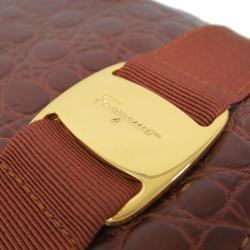 Salvatore Ferragamo Brown Embossed Leather Vara Backpack