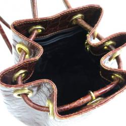 Salvatore Ferragamo Brown Embossed Leather Vara Backpack
