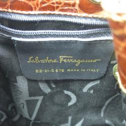 Salvatore Ferragamo Brown Embossed Leather Vara Backpack