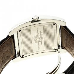 Pre Owned Salvatore Ferragamo Black Stainless Steel Firenze Men's Wristwatch 38 mm