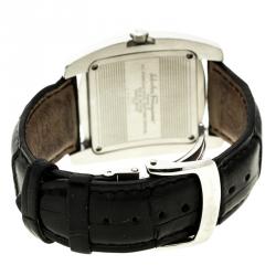 Pre Owned Salvatore Ferragamo Black Stainless Steel Firenze Men's Wristwatch 38 mm