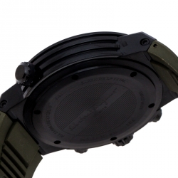Pre Owned Salvatore Ferragamo Green Black PVD Coated Stainless Steel F-80 Pilot Men's Wristwatch 44 mm