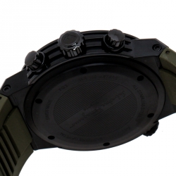 Pre Owned Salvatore Ferragamo Green Black PVD Coated Stainless Steel F-80 Pilot Men's Wristwatch 44 mm