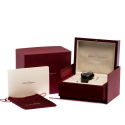 Pre Owned Salvatore Ferragamo Green Black PVD Coated Stainless Steel F-80 Pilot Men's Wristwatch 44 mm