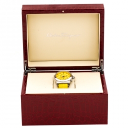 Pre Owned Salvatore Ferragamo Yellow Stainless Steel FF3030013 Men's Wristwatch 42 mm