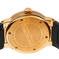 Salvatore Ferragamo Blue Rose Gold Tone Stainless Steel F-80 FIF050015 Men's Wristwatch 44 mm