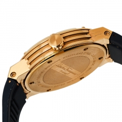 Salvatore Ferragamo Blue Rose Gold Tone Stainless Steel F-80 FIF050015 Men's Wristwatch 44 mm
