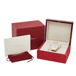 Salvatore Ferragamo Blue Rose Gold Tone Stainless Steel F-80 FIF050015 Men's Wristwatch 44 mm