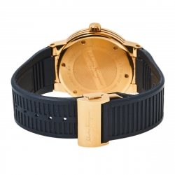 Salvatore Ferragamo Blue Rose Gold Tone Stainless Steel F-80 FIF050015 Men's Wristwatch 44 mm