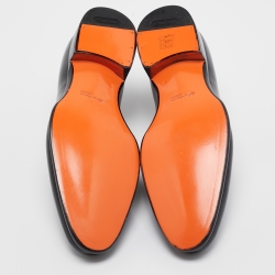 Pre Owned Santoni Black Leather Lace Up Oxfords Size 43