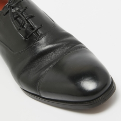 Santoni Black Leather Lace Up Oxfords Size 42
