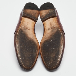 Santoni Burgundy Leather Slip On Loafers Size 41