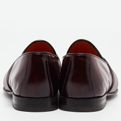 Santoni Burgundy Leather Slip On Loafers Size 41
